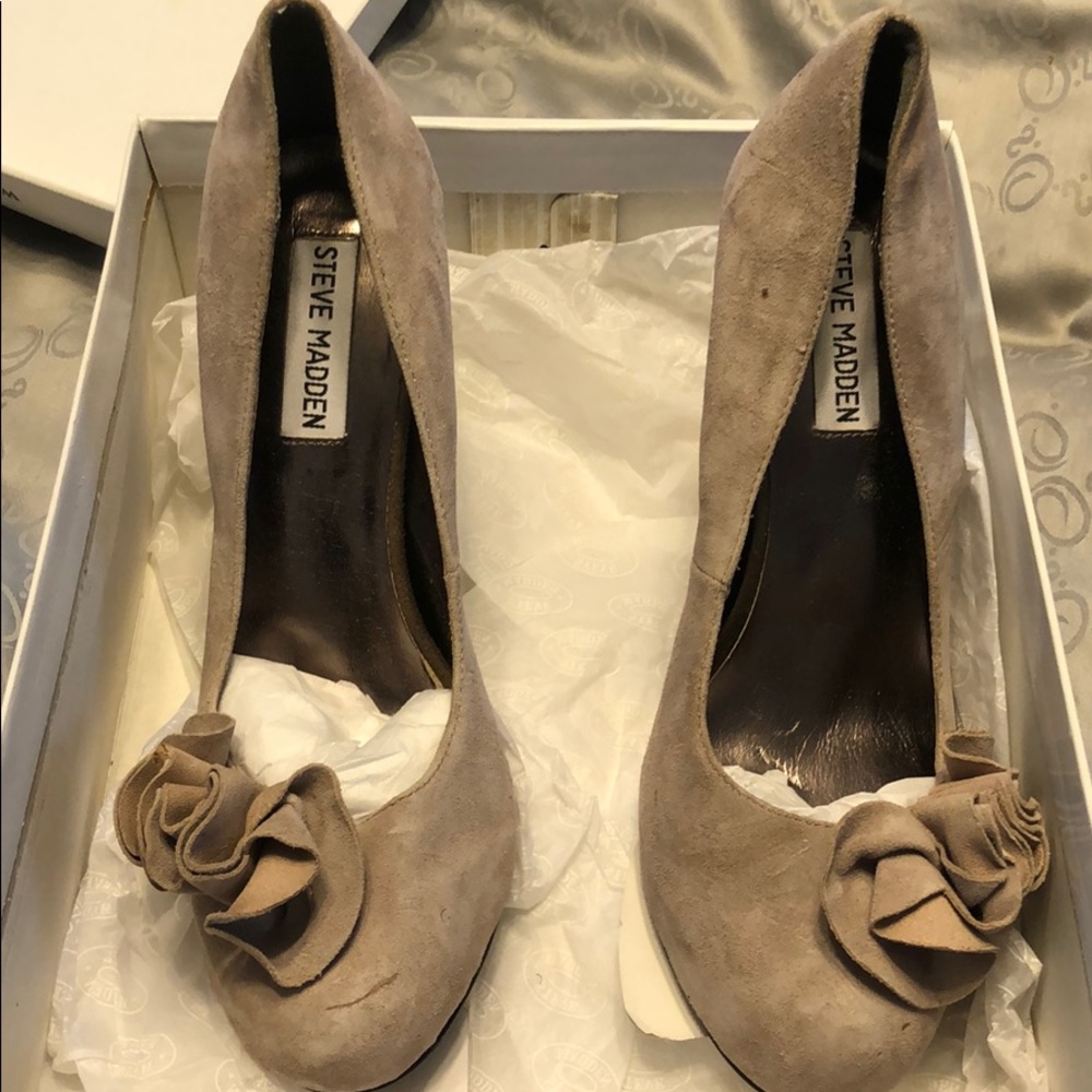 Steve Madden Suede Platform High Heel in Blush